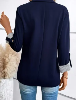 Outlet Women's Blazer Work Button Solid Color Breathable OL Style Regular Fit Outerwear Long Sleeve Fall S Women Blazers & Suits
