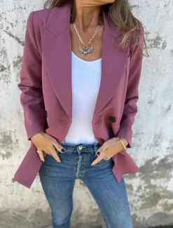 New Women's Blazer Work Button Solid Color Breathable OL Style Regular Fit Outerwear Long Sleeve Fall White S Women Blazers & Suits