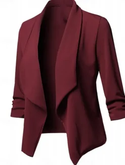 Clearance Women's Blazer Work Oversized Solid Color Breathable OL Style Regular Fit Outerwear Long Sleeve Fall Pink S Women Blazers & Suits