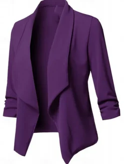 Clearance Women's Blazer Work Oversized Solid Color Breathable OL Style Regular Fit Outerwear Long Sleeve Fall Pink S Women Blazers & Suits