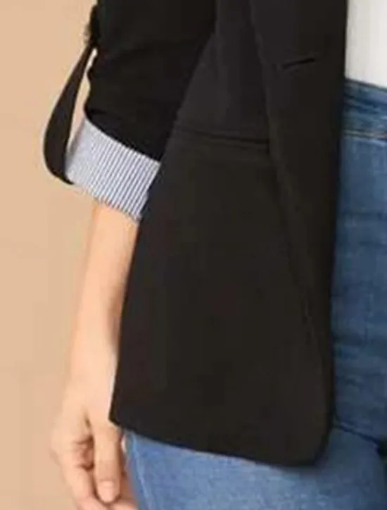 Women's Blazer Work Stripe Solid Color Warm Stylish Regular Fit Outerwear Long Sleeve Spring Light Blue S Women Blazers & Suits