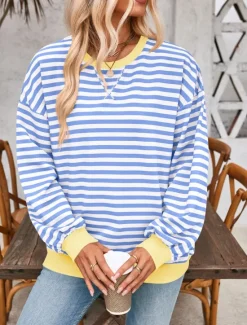 Women's Blouse Button Down Graphic Striped Vintage Tropical Stylish Long Sleeve Crew Neck Regular Tops Daily Print Blue Fuchsia Orange Green Summer Spring Fall Women Blouses & Shirts