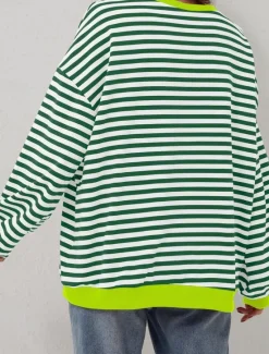 Women's Blouse Button Down Graphic Striped Vintage Tropical Stylish Long Sleeve Crew Neck Regular Tops Daily Print Blue Fuchsia Orange Green Summer Spring Fall Women Blouses & Shirts