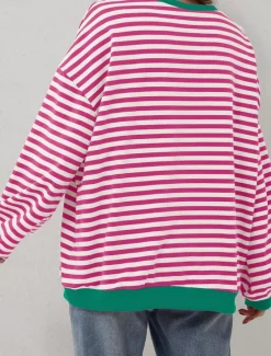 Women's Blouse Button Down Graphic Striped Vintage Tropical Stylish Long Sleeve Crew Neck Regular Tops Daily Print Blue Fuchsia Orange Green Summer Spring Fall Women Blouses & Shirts