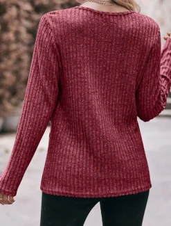 Best Women's Blouse Buttoned Asymmetric Work Stylish Modern Long Sleeve Red Spring Fall Women Blouses & Shirts