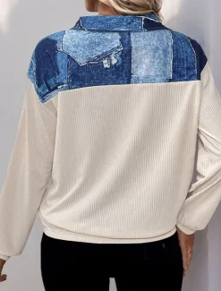 Women's Blouse 3D Daily Stylish Casual Long Sleeve High Neck Regular Tops Work Daily Resort Wear Patchwork 3D Print Print Spring Fall Winter Women Blouses & Shirts|Hoodies & Sweatshirts