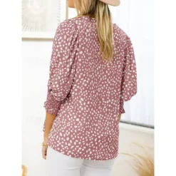 Online Women's Blouse Dressy Tops Casual Polka Dot Print Lantern Sleeve 3/4 Length Sleeve Crew Neck Daily Black Pink Green Summer Spring Fall Women Blouses & Shirts