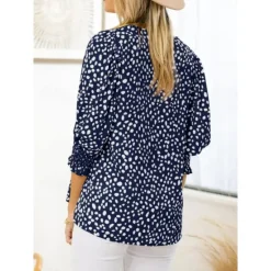 Online Women's Blouse Dressy Tops Casual Polka Dot Print Lantern Sleeve 3/4 Length Sleeve Crew Neck Daily Black Pink Green Summer Spring Fall Women Blouses & Shirts