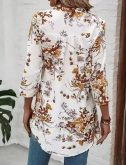 Online Women's Blouse Dressy Tops Floral Stylish Half Sleeve V Neck Daily Print Summer Women Blouses & Shirts|Spring Tops