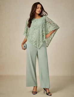 Outlet Women's Blouse Dressy Tops Plain Elegant Half Sleeve Crew Neck Regular Tops Wedding Guest Daily Lace Patchwork Layered Summer Spring Women Chiffon Dresses