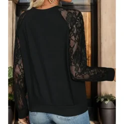 New Women's Blouse Elegant Stylish Modern Lace Long Sleeve V Neck Work Daily Spring Fall Women Lace Tops