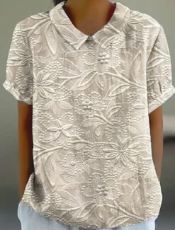 Clearance Women's Blouse Floral Graphic Vintage Stylish Casual Short Sleeve Shirt Collar Regular Tops Work Daily Print Pink Blue Beige Summer Spring Women Blouses & Shirts