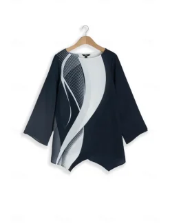New Women's Blouse Long Sleeve Asymmetrical Hem Chiffon Basic Butterfly Print Regular Tops Round Neck Casual White Gray Spring Fall Women Chiffon Tops
