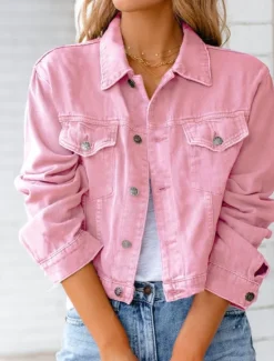 Hot Women's Blouse Plain Stylish Long Sleeve Shirt Collar Regular Tops Daily Holiday Buttons Pocket Black White Yellow Pink Red Spring Women Blouses & Shirts