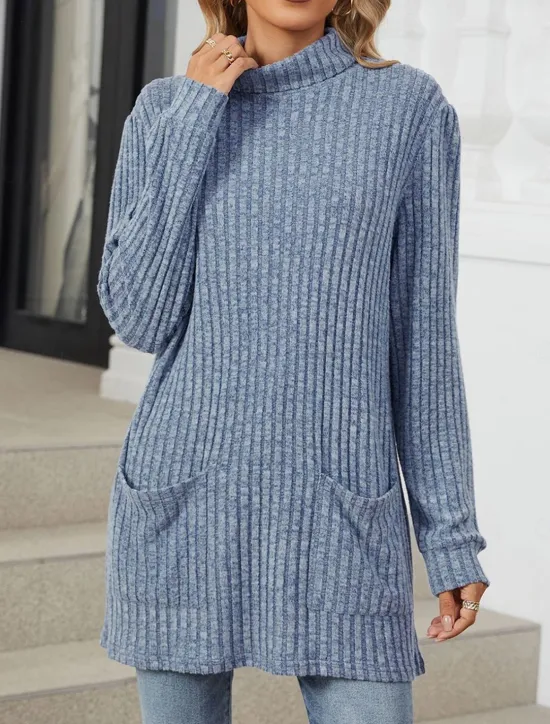 Women's Blouse Pocket Work Stylish Modern Long Sleeve Black Spring Fall Women Tunic Tops