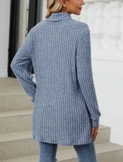 Women's Blouse Pocket Work Stylish Modern Long Sleeve Black Spring Fall Women Tunic Tops
