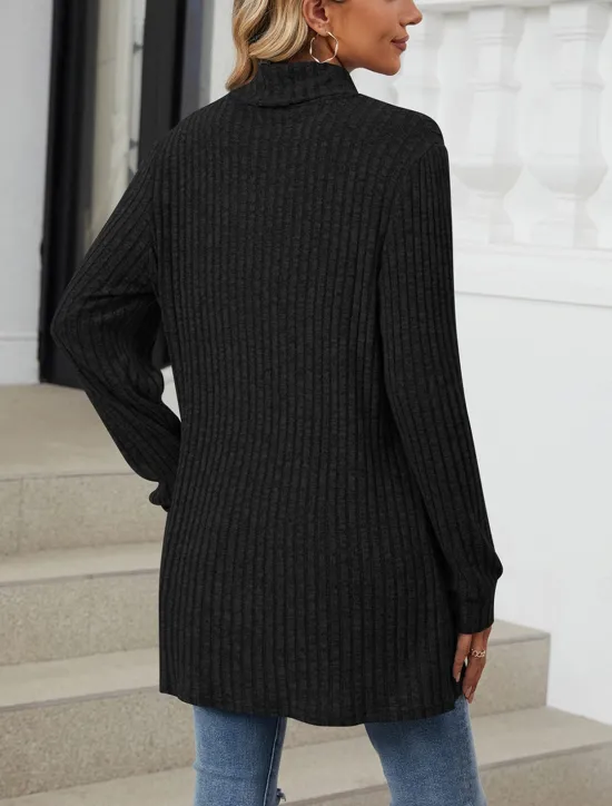 Women's Blouse Pocket Work Stylish Modern Long Sleeve Black Spring Fall Women Tunic Tops