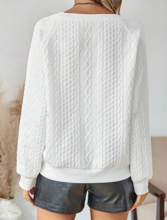 New Women's Blouse Solid Color Stylish Casual Long Sleeve Crew Neck Regular Tops Daily Pocket Buttons Summer Spring Women Pullovers & Tops