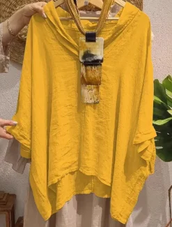 Outlet Women's Blouse Solid Color Elegant Casual Half Sleeve V Neck Regular Tops Daily Holiday Black White Yellow Navy Blue Orange Summer Fall Women Shirts