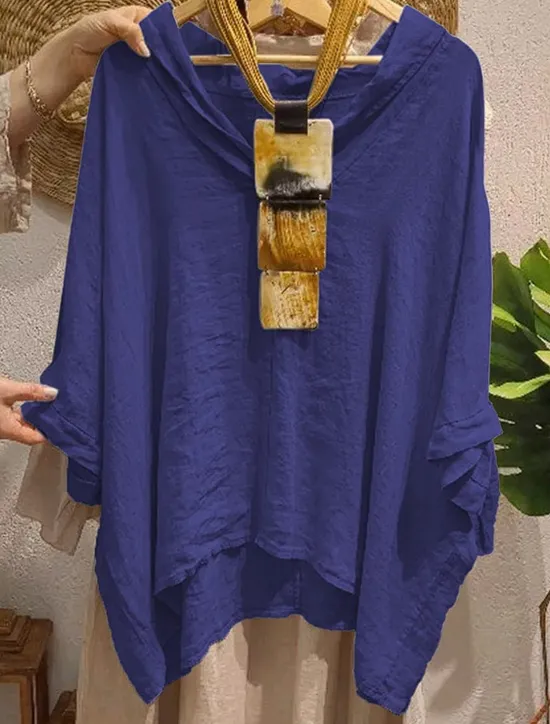 Outlet Women's Blouse Solid Color Elegant Casual Half Sleeve V Neck Regular Tops Daily Holiday Black White Yellow Navy Blue Orange Summer Fall Women Shirts
