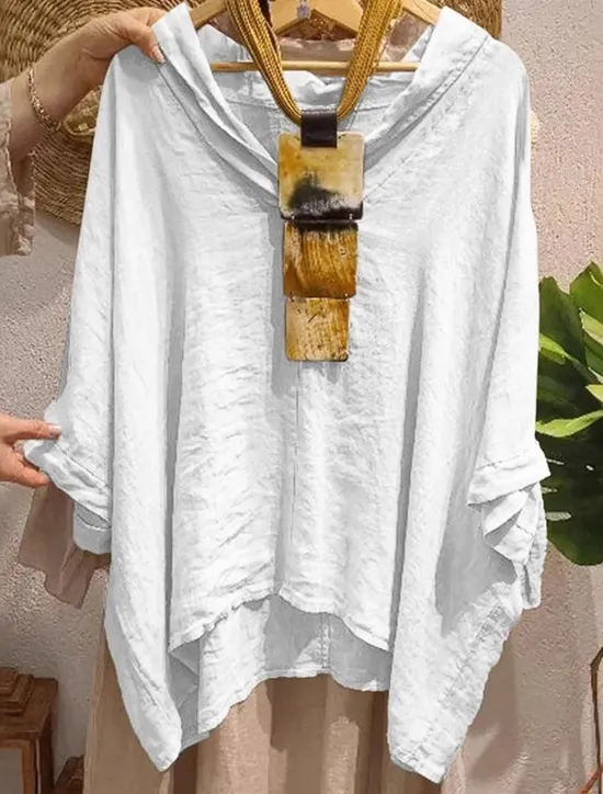 Outlet Women's Blouse Solid Color Elegant Casual Half Sleeve V Neck Regular Tops Daily Holiday Black White Yellow Navy Blue Orange Summer Fall Women Shirts