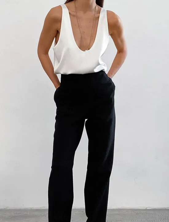 Best Women's Blouse Solid Color Stylish Sexy Casual Sleeveless U Neck Regular Tops Daily Going out Black White Summer Spring Women Blouses & Shirts