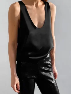 Best Women's Blouse Solid Color Stylish Sexy Casual Sleeveless U Neck Regular Tops Daily Going out Black White Summer Spring Women Blouses & Shirts