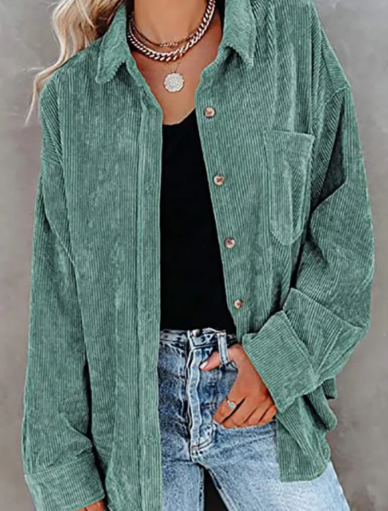 Clearance Women's Blouse Solid Color Casual Long Sleeve Shirt Collar Vacation Going out Pocket White Wine Orange Green Fall Winter Women Blouses & Shirts