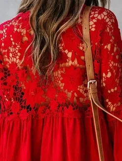 Best Women's Blouse Solid Color Stylish Casual Long Sleeve V Neck Regular Tops Daily Buttons Black White Red Purple Green Summer Spring Women Lace Tops