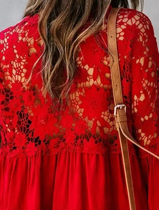 Best Women's Blouse Solid Color Stylish Casual Long Sleeve V Neck Regular Tops Daily Buttons Black White Red Purple Green Summer Spring Women Lace Tops