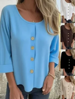 Sale Women's Blouse Solid Color Elegant Stylish Casual Long Sleeve Crew Neck Regular Tops Daily Holiday Black White Blue Brown Beige Spring Fall Women Blouses & Shirts