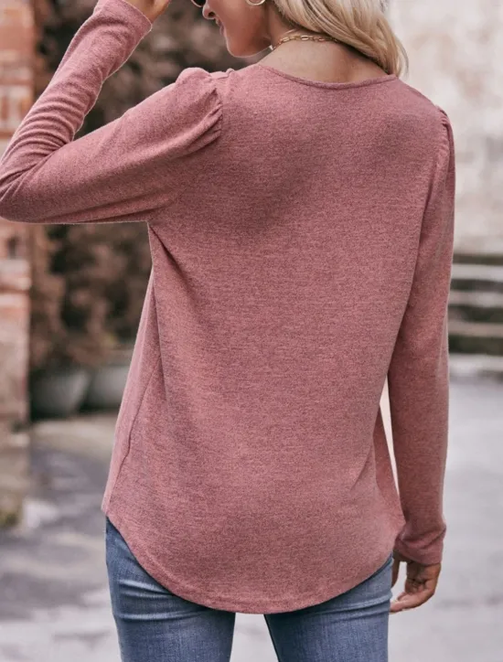 New Women's Blouse Solid Color Floral Plain Stylish Casual Long Sleeve Square Neck Regular Tops Daily Ruched Black Pink Blue Light Blue Summer Spring Fall Women Blouses & Shirts
