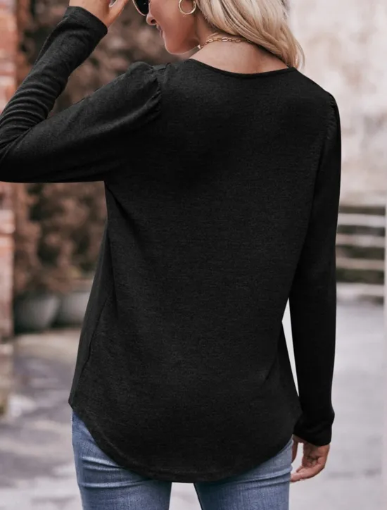 New Women's Blouse Solid Color Floral Plain Stylish Casual Long Sleeve Square Neck Regular Tops Daily Ruched Black Pink Blue Light Blue Summer Spring Fall Women Blouses & Shirts