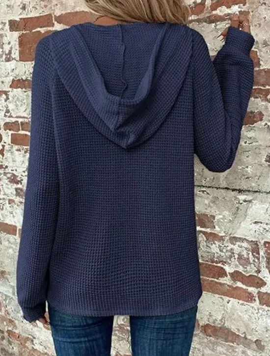Best Women's Blouse Solid Color Stylish Casual Long Sleeve Hooded Regular Tops Daily Buttons Black Army Green Navy Blue Blue Brown Spring Fall Winter Women Hoodies & Sweatshirts