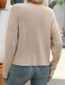 Online Women's Blouse Solid Color Stylish Modern Long Sleeve Crew Neck Regular Tops Work Pocket Black Blue Green Beige Spring Fall Winter Women Pullovers & Tops