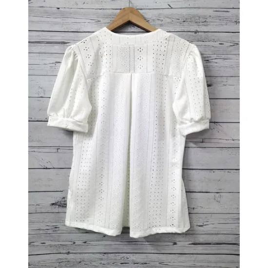 New Women's Blouse Solid Color Elegant Daily Stylish Short Sleeve V Neck Regular Tops Daily Holiday Going out Patchwork White Pink Green Summer Spring Women Lace Tops