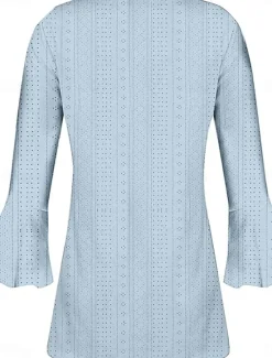 Hot Women's Blouse Stylish Long Sleeve Regular Tops Crew Neck Daily Blue Purple Green Spring Fall Women Blouses & Shirts