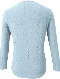 Outlet Women's Blouse Stylish Long Sleeve Regular Tops Crew Neck Daily Royal Blue Blue Purple Green Spring Fall Women Lace Tops