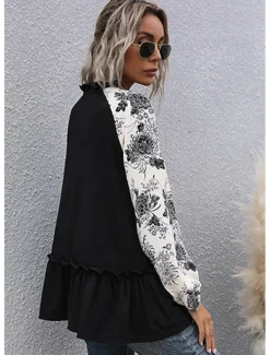 Outlet Women's Blouse Stylish Modern Ruched Long Sleeve Regular Tops V Neck Work Daily Spring Fall Women Blouses & Shirts