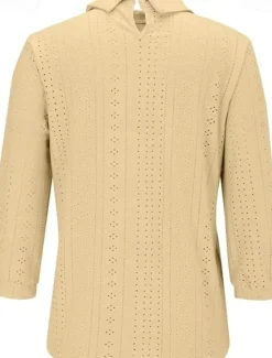 Outlet Women's Blouse Stylish Modern Hollow Out 3/4 Length Sleeve Regular Tops Shirt Collar Work Daily Yellow Blue Sky Blue Green Spring Fall Women Lace Tops