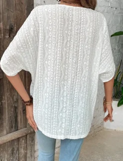 Best Women's Blouse Stylish Modern Hollow Out Half Sleeve Regular Tops V Neck Work Daily Summer Spring Women Lace Tops