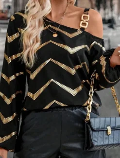 Online Women's Blouse Stylish Modern Lantern Sleeve Long Sleeve Work Daily Spring Fall Women Blouses & Shirts
