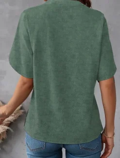 New Women's Blouse V Neck Floral Graphic Stylish Beach Short Sleeve Regular Tops Daily Print Blue Green Khaki Summer Spring Women Boho Tops