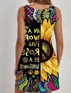 New Women's Boho Dress Western Dress Vintage Mini Dress Sundress A Line Dress Summer Dress Vacation Casual Daily Loose Fit Floral Graphic Sleeveless U Neck Summer Women Vacation Dresses|Sundresses
