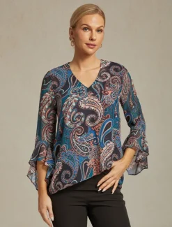 Outlet Women's Boho Shirt Blouse Paisley Vintage Stylish Casual Long Sleeve V Neck Regular Tops Wedding Guest Work Daily Ruffle Summer Spring Fall Women Boho Tops