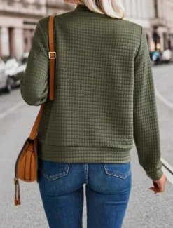 Outlet Women's Bomber Jacket Casual Jacket Comfortable Breathable Zipper Casual Plain Vacation Street Casual Daily Wear Zipper Short Stand Collar Regular Fit Long Sleeve Outerwear Black Orange Army Green Women Jackets
