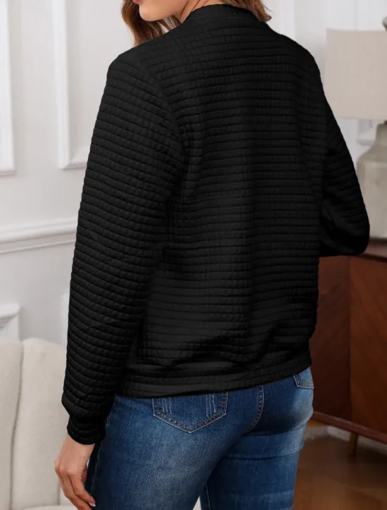 Hot Women's Bomber Jacket Casual Jacket Comfortable Breathable Zipper Pocket Casual Plain Vacation Street Casual Daily Wear Zipper Regular Stand Collar Regular Fit Long Sleeve Outerwear Black White Wine Women Jackets
