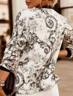 Outlet Women's Bomber Jacket Casual Jacket Comfortable Breathable Zipper Pocket Print Casual Floral Vacation Street Casual Daily Wear Zipper Short Stand Collar Slim Long Sleeve Outerwear Black And White Women Jackets