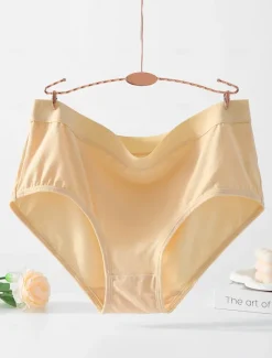 Sale Women's Boyshorts 1 PC Underwear Simple Classic Pure Color Cotton Mid Waist Plus Size Gender Neutral Light Blue Black Pink M L XL Home Outfits Women Lingerie
