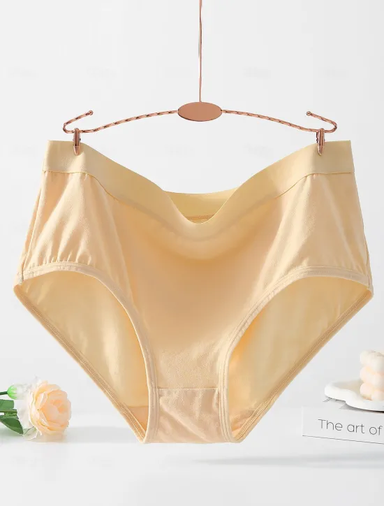 Sale Women's Boyshorts 1 PC Underwear Simple Classic Pure Color Cotton Mid Waist Plus Size Gender Neutral Light Blue Black Pink M L XL Home Outfits Women Lingerie
